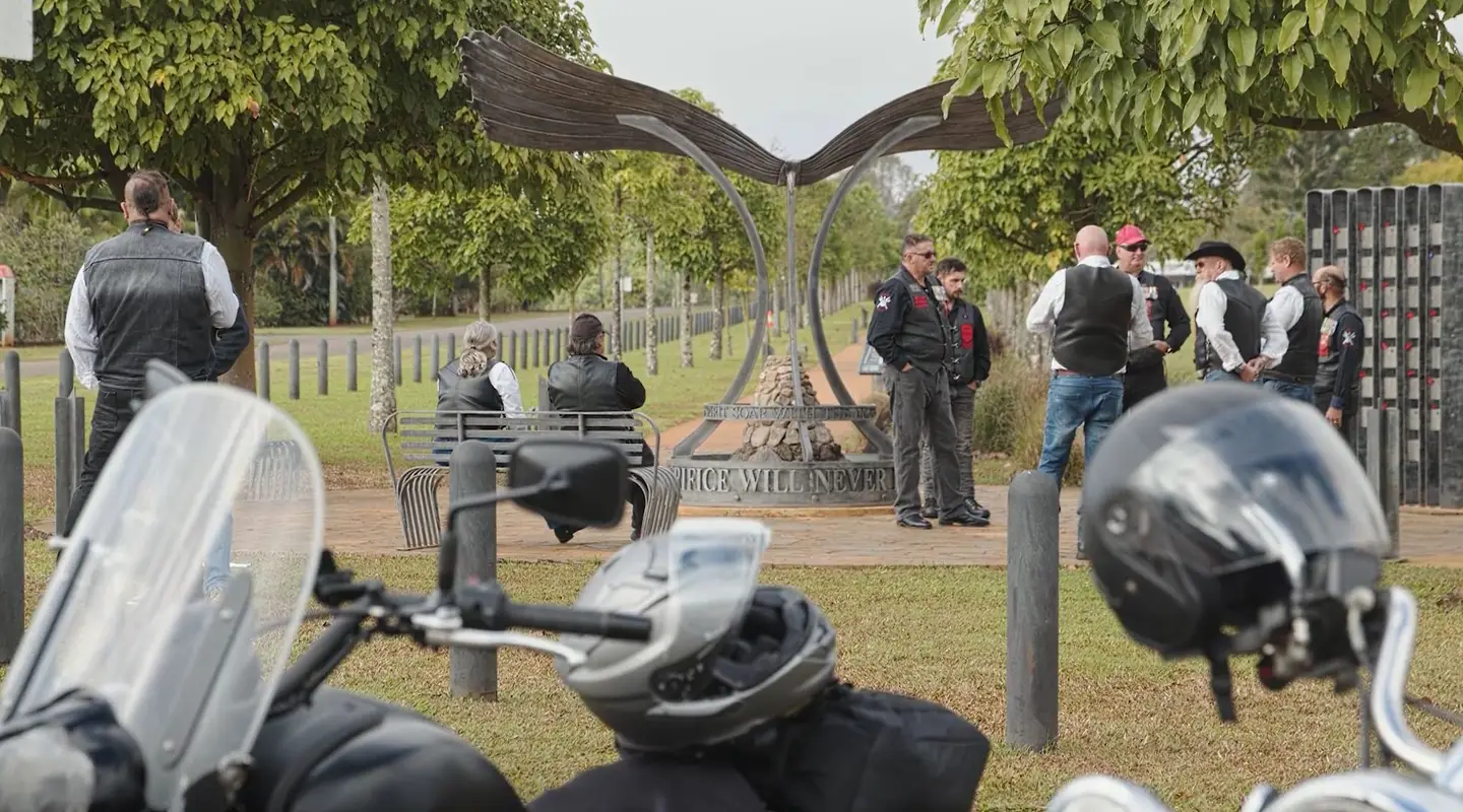 Patriots Australia Military Motorcycle Club members at the memorial