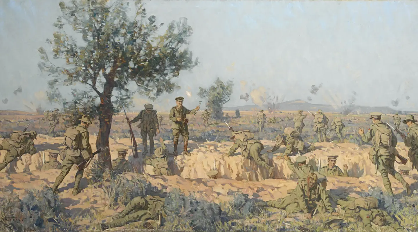 Charles Wheeler, Charge of the 2nd Infantry Brigade at Krithia, oil on canvas, 1927.
