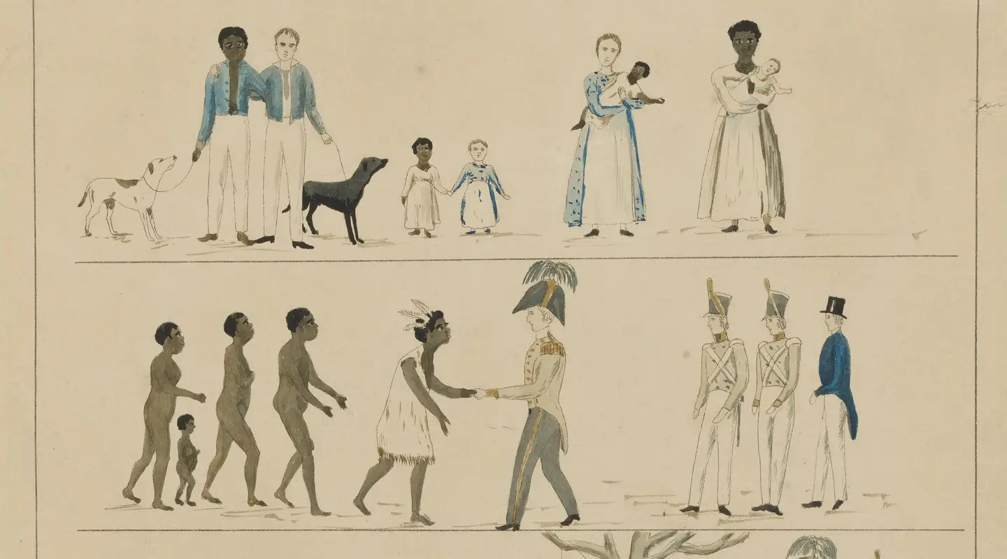 Alfred Bolter, Governor Davey's Proclamation to the Aborigines, 1816 (c. 1866, lithograph, 48 x 28 cm)