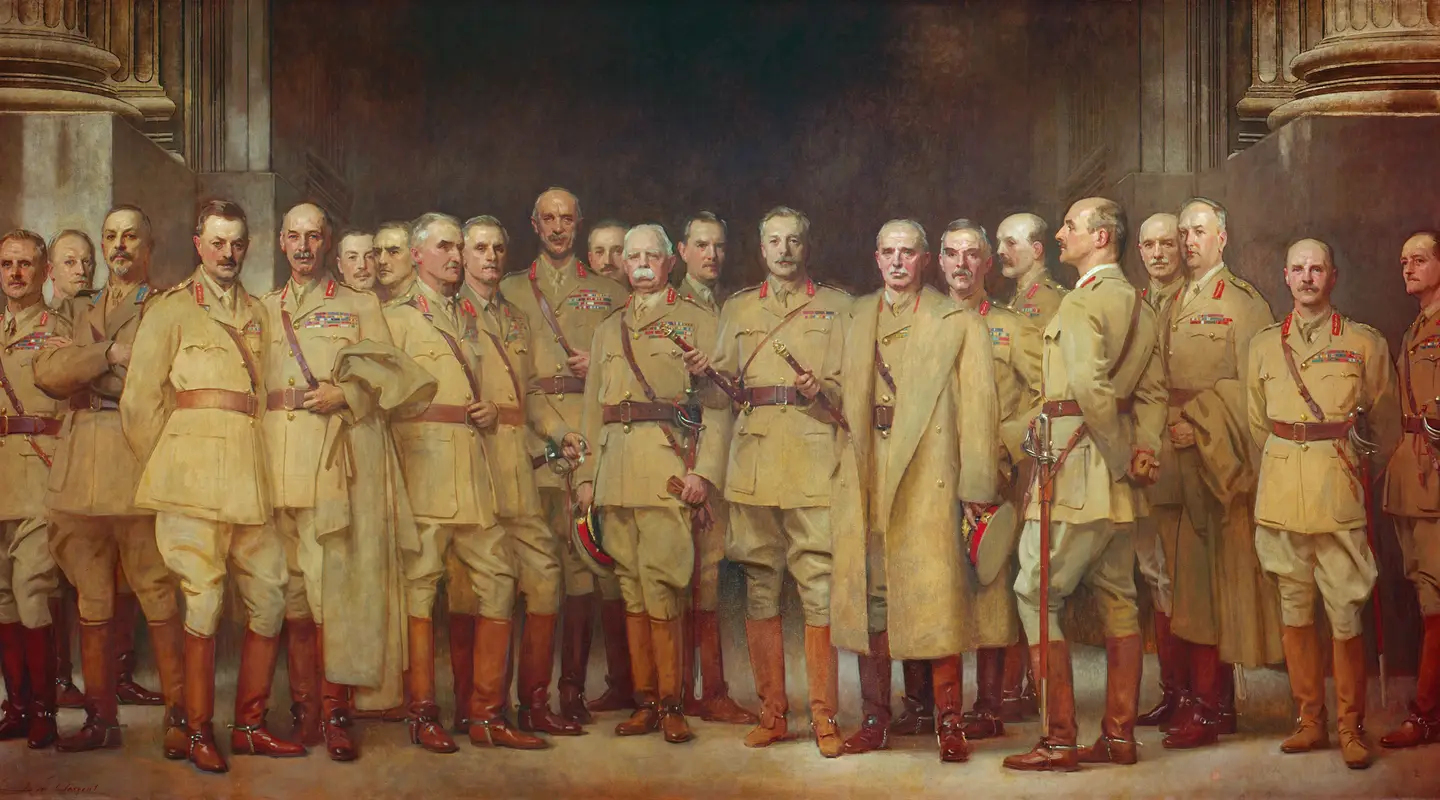 Painting by John Singer Sergeant of 22 General Officers of the First World War in military dress.