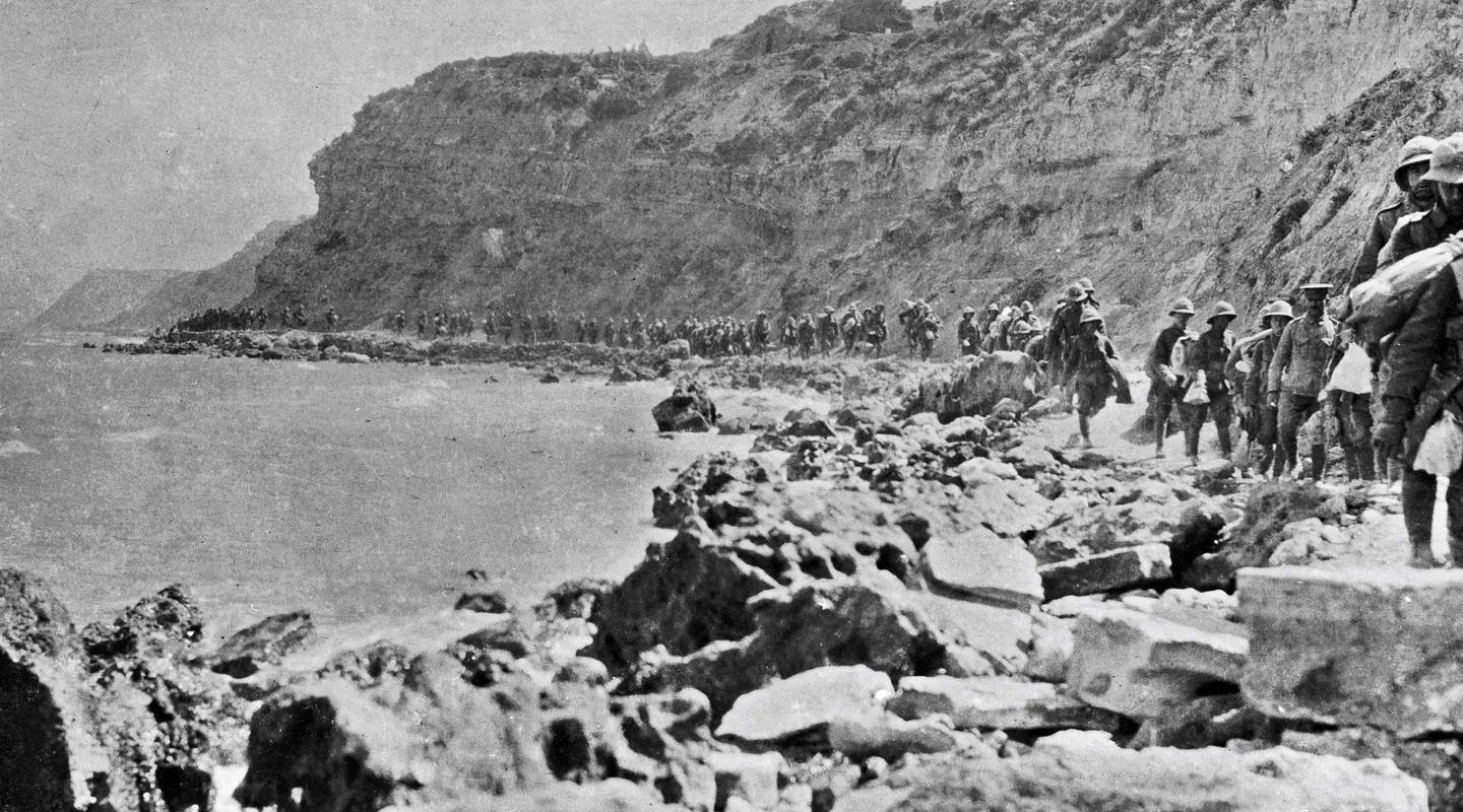 British troops along the beach at Cape Helles