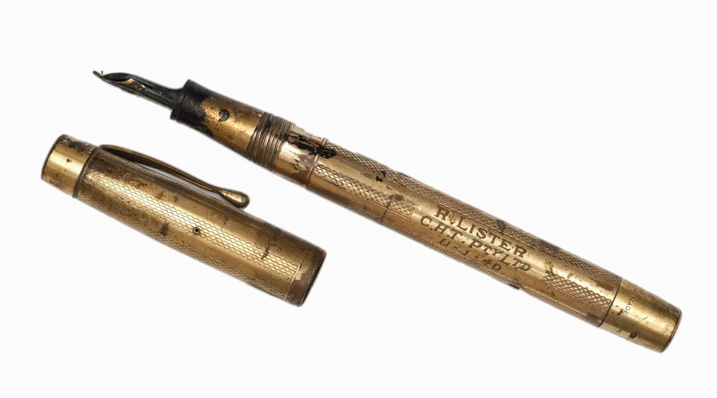 Engraved fountain pen belonging to Lieutenant Ronald Lister