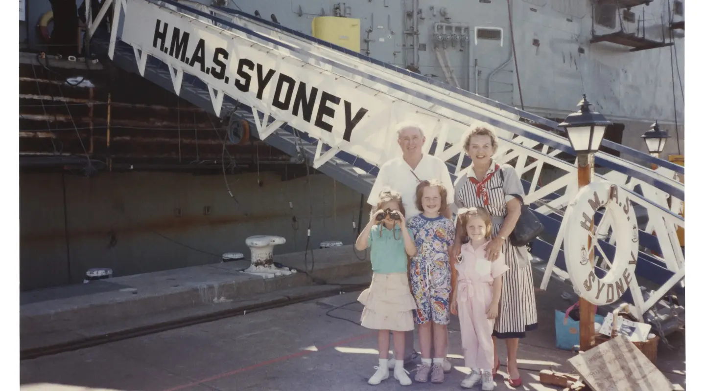 Holly with her paternal grandparents and sisters during the Bicentennial Naval Review, January 1988.