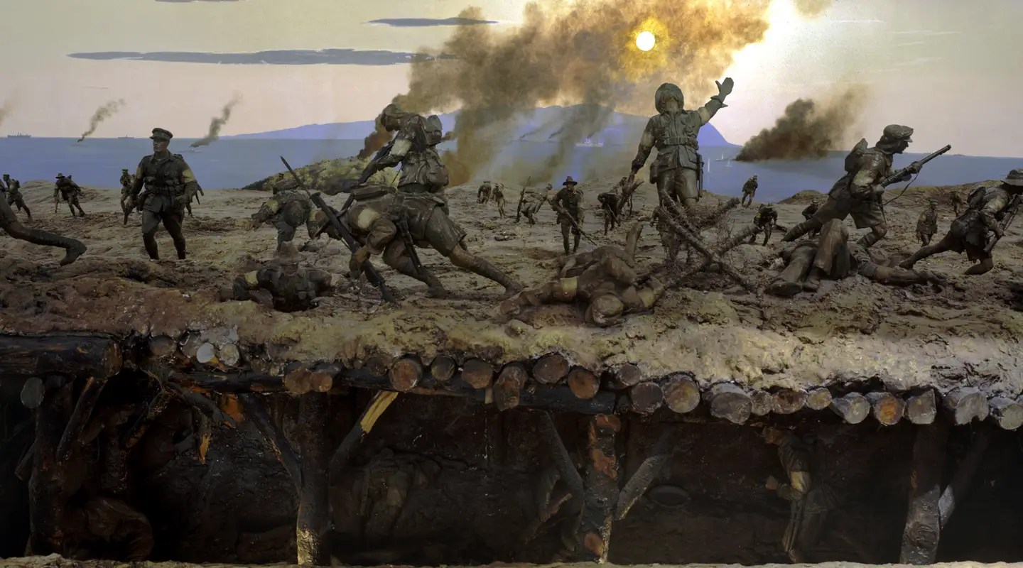 The Lone Pine diorama at the Australian War Memorial, Canberra. 