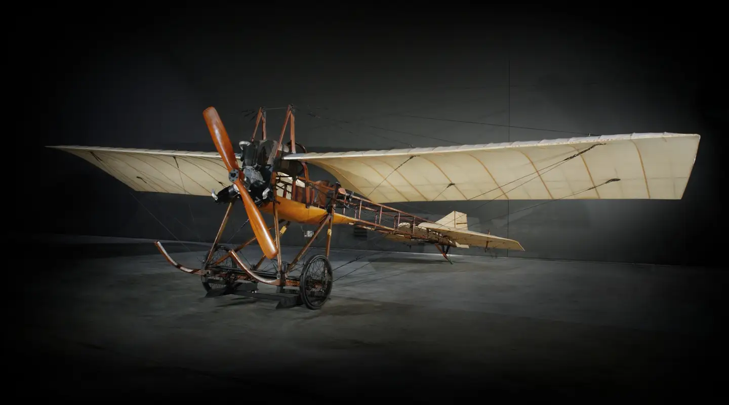 Deperdussin taxi-type single seat training monoplane with 35hp Anzani Y-type three cylinder engine radial. Its serial number is CFS.5. The fabric has been replaced but most other parts are original.RELAWM12614_2