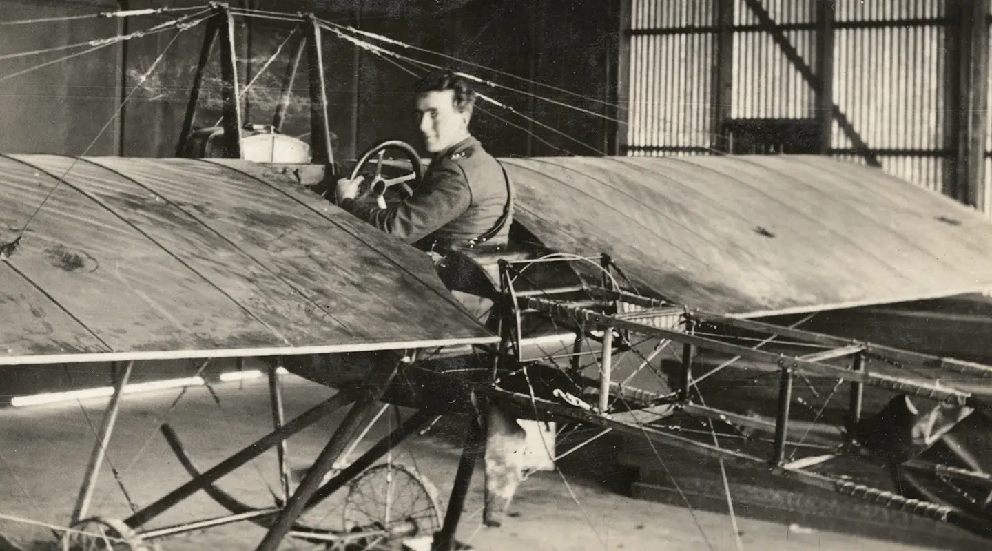 The taxi type aircraft in a  Point Cook Hanger P10814.014.006