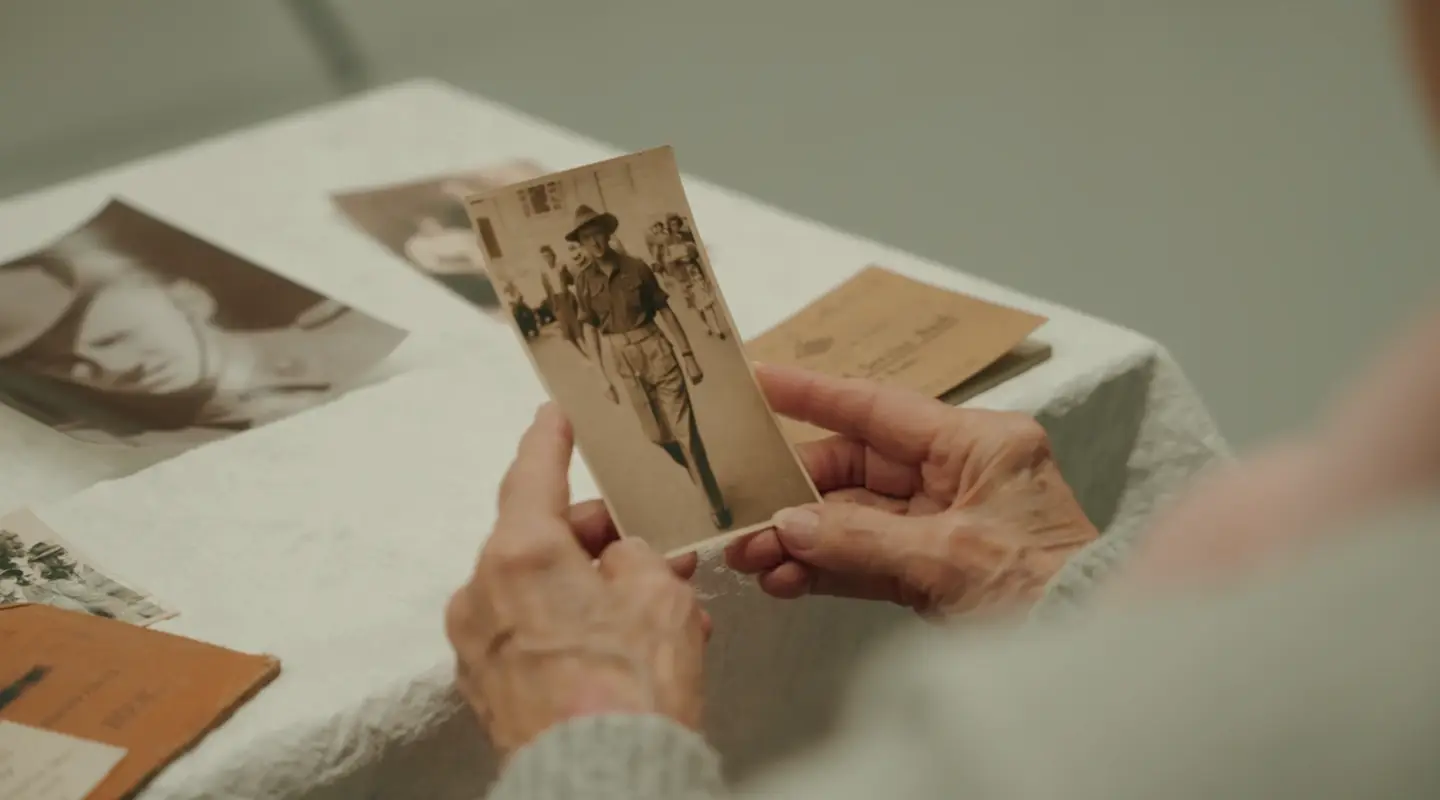 John’s niece, Rae Maree Curtis, studies a photograph of her uncle.