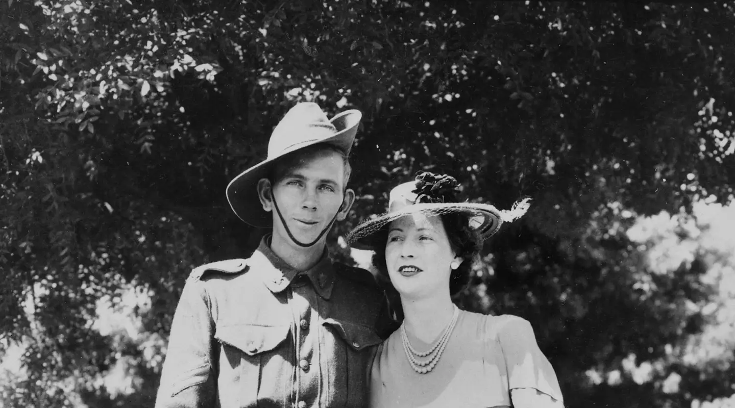 Colin Douglas Simper and his wife Irene on their wedding day