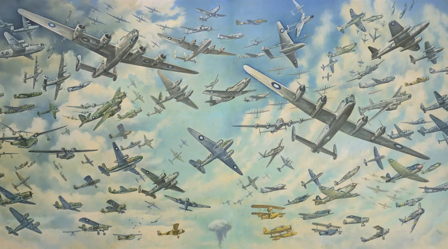 Mural of Australian military aircraft, late 1939-1945 period