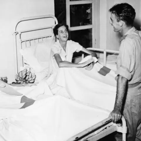 Sister Jean Keer (Jenny) Greer (left), and Sister Betty Jeffrey recovering in hospital beds