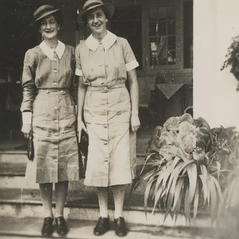 Sisters Thelma Bell and Betty Jeffrey while serving in Malacca, Malaysia