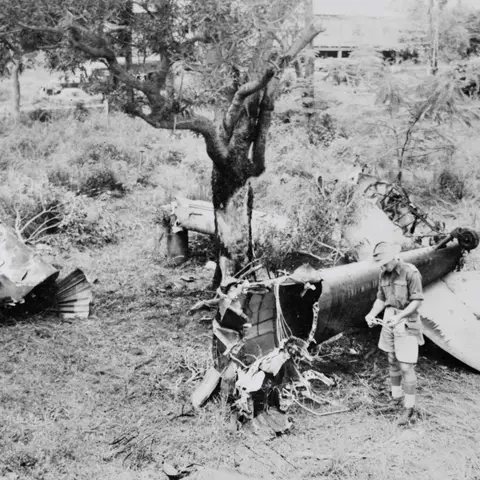 One of four Spitfires shot out of action during the raid on Darwin.