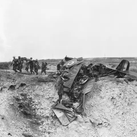 One of two aircraft from No. 9 Squadron that crashed during the battle of Hamel.