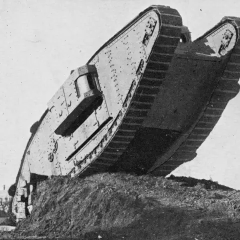 The Mk IV tank struts its stuff at Adelaide’s Unley Oval