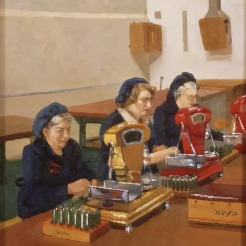 Sybil Craig, Weighing cordite, Commonwealth explosives factory, Maribyrnong, 1945