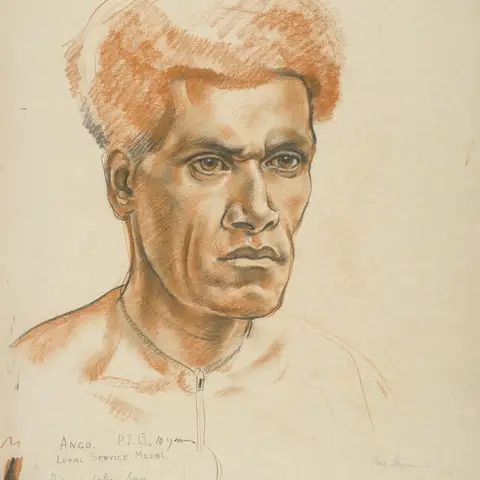 Paper drawing of Papua New Guinea "police boy"