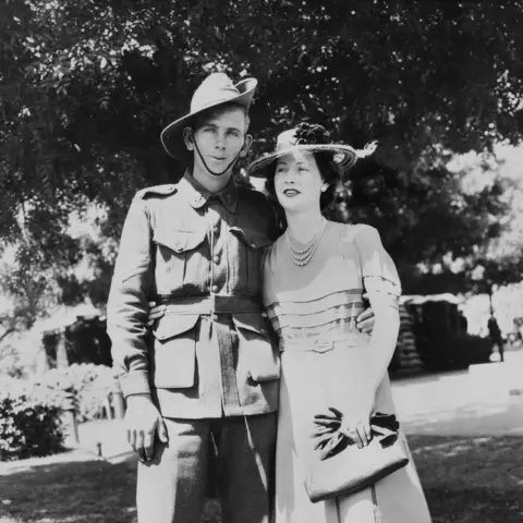 Colin Douglas Simper and his wife Irene on their wedding day