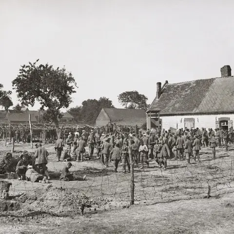 German soldiers in a prisoner “cage”, 1916. 