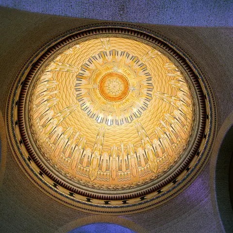 Napier Waller, Hall of Memory mosaic dome, Australian War Memorial (1955–1958, glass enamel tesserae).  AWM ART90409.005 