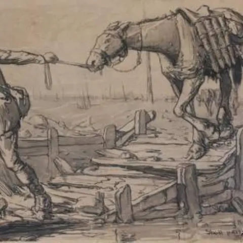 Shell pack horses, the Somme AWM ART16426