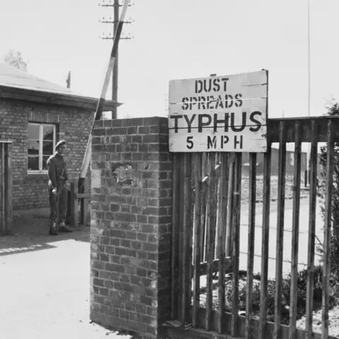 The entrance gate to Camp No. 1 at Belsen concentration camp.