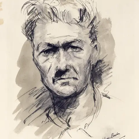 Belsen doctor, Alan Moore, 1945, pen, brush and ink on paper. ART25015