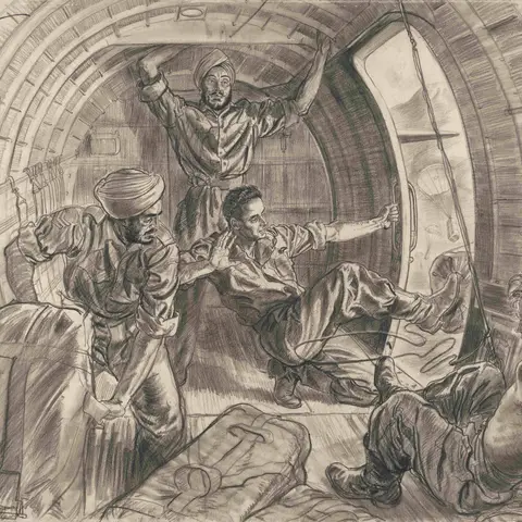 Roy Hodgkinson, Dropping supplies by parachute, 1945
