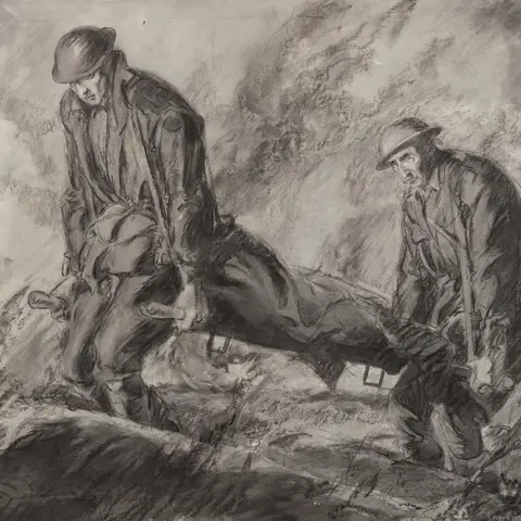 Stretcher bearers near Butte de Warlencourt