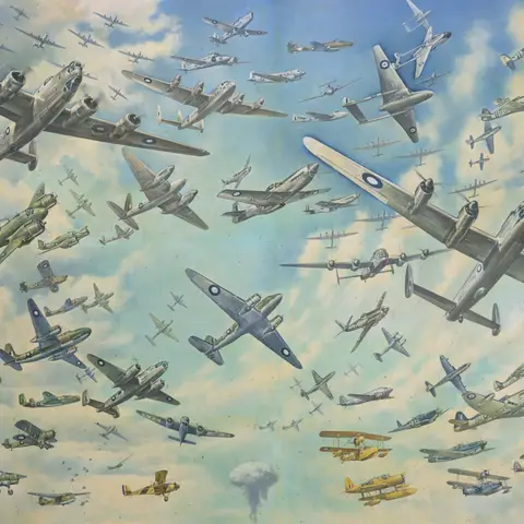 Mural of Australian military aircraft, late 1939-1945 period