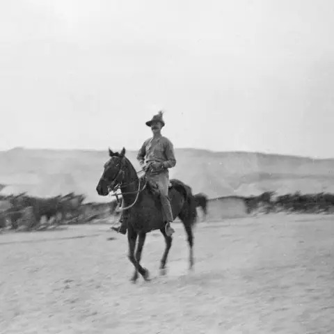 An Australian Light Horse Trooper riding by. Egypt 1915
