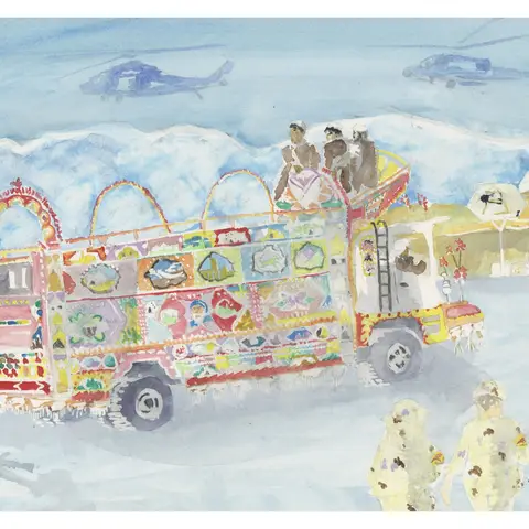 Robert Cooper, A jingle truck (2011, watercolour, gouache, pen and pencil on paper, 30 x 42 cm) AWM2020.205.40.124