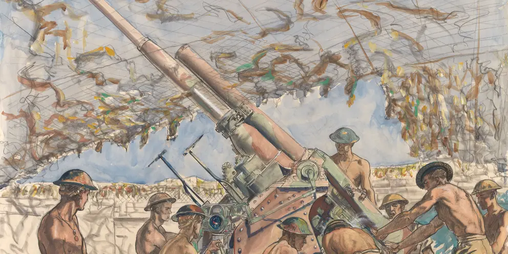 Roy Hodgkinson, 14 Australian Anti-aircraft Battery (Militia) Fixed Defences, Darwin (1942) AWM ART22719 