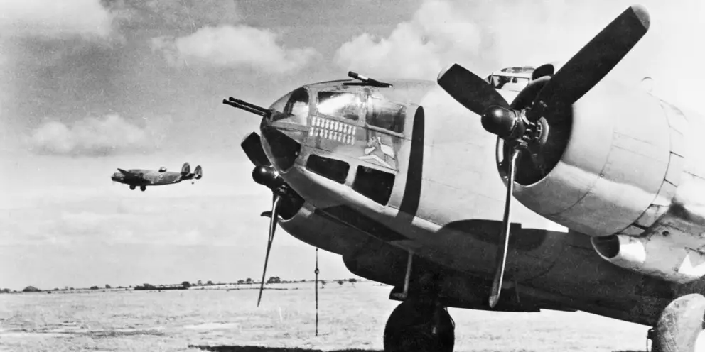 "F" for Freddie, a Ventura aircraft of no. 464 squadron RAAF, based at RAF station Methwold.
