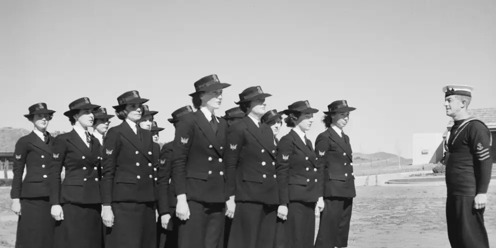 Some of the first 22 WRANS on parade at HMAS Harman, August 1941.
