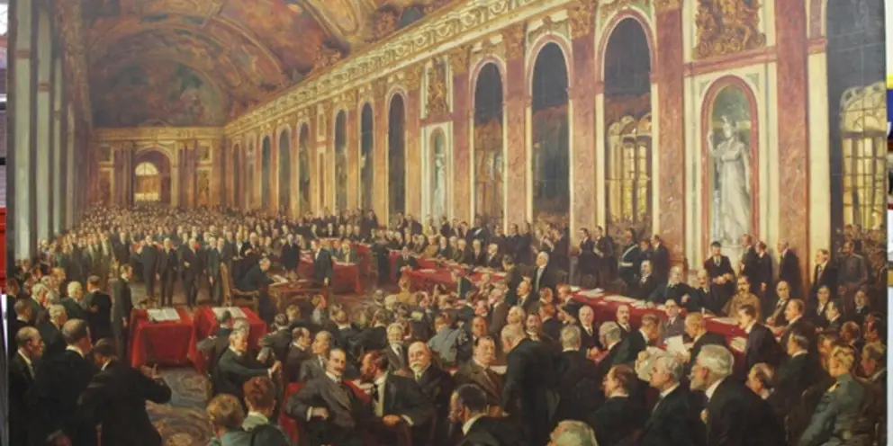 The signing of the treaty of peace at Versailles
