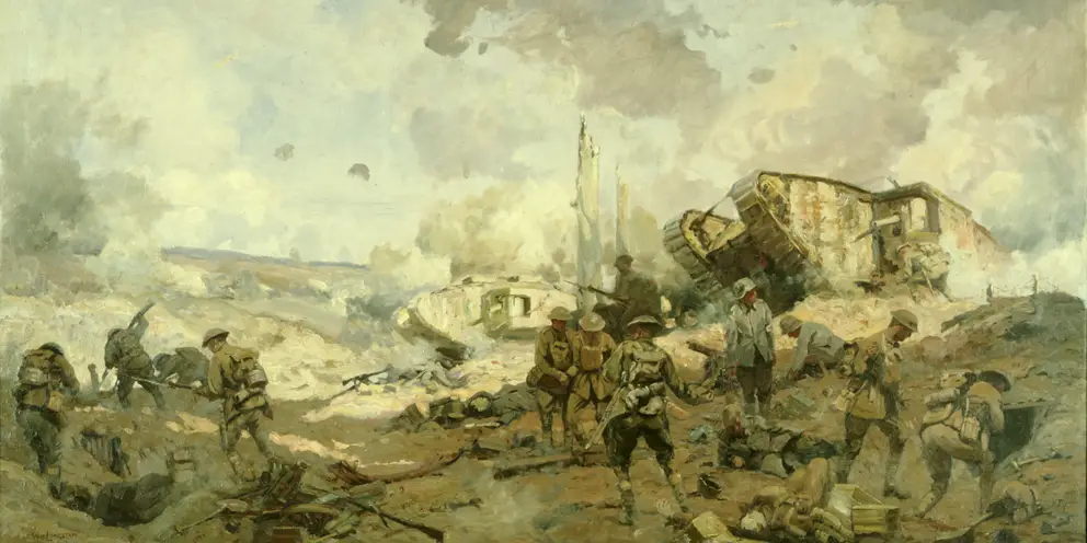  Will Longstaff, Breaking the Hindenburg Line (1918, oil on canvas, 157 x 244 cm) AWM ART3023
