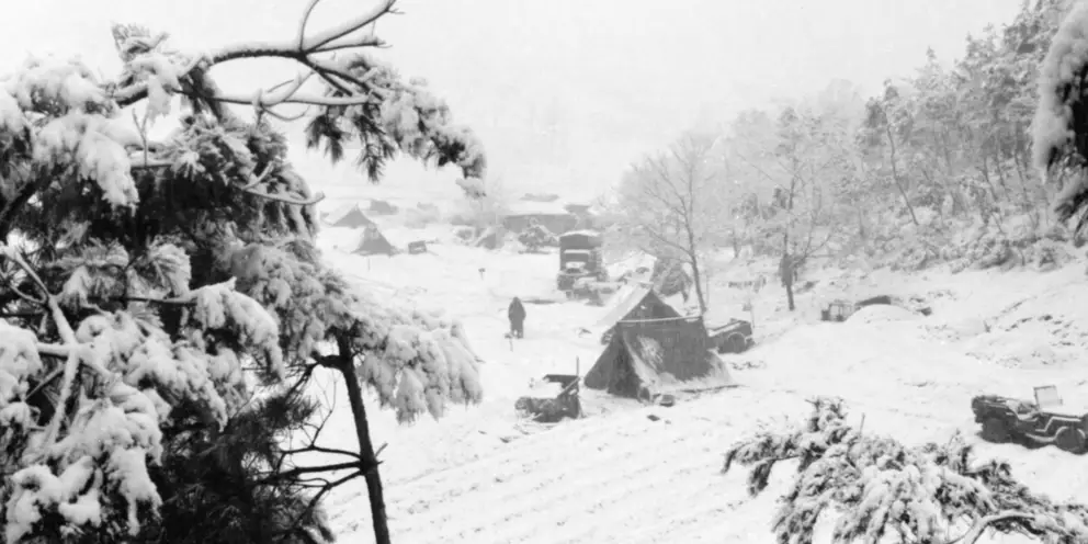 3RAR’s headquarters camp at Uijongbu, Christmas Day, 1950