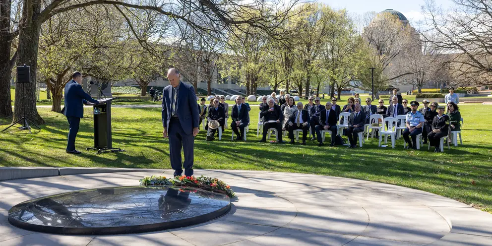 Wreath laid at the War Correspondents Memorial Ceremony in honour of the Balibo 5
