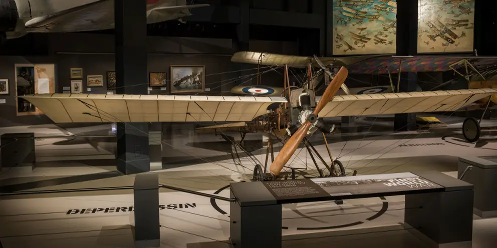 The Deperdussin displayed at the Australian War Memorial in Aircraft Hall.