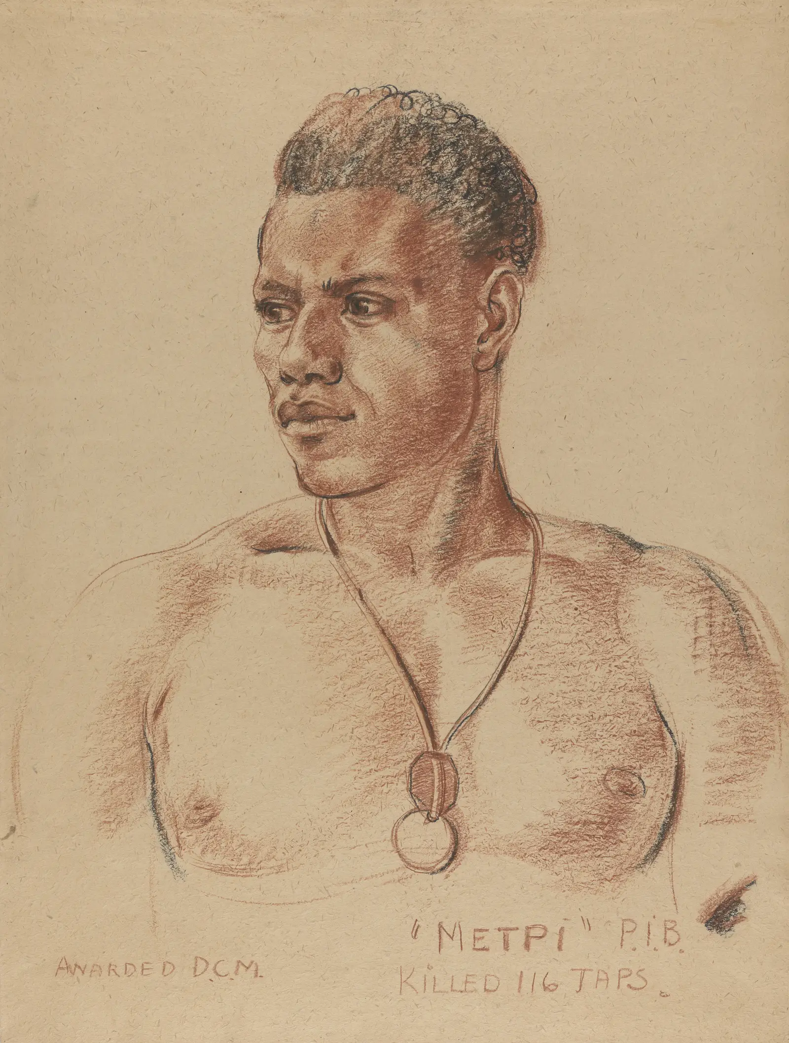 Paper drawing of PNG soldier William Matpi