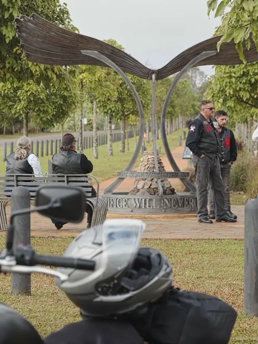 Patriots Australia Military Motorcycle Club members at the memorial