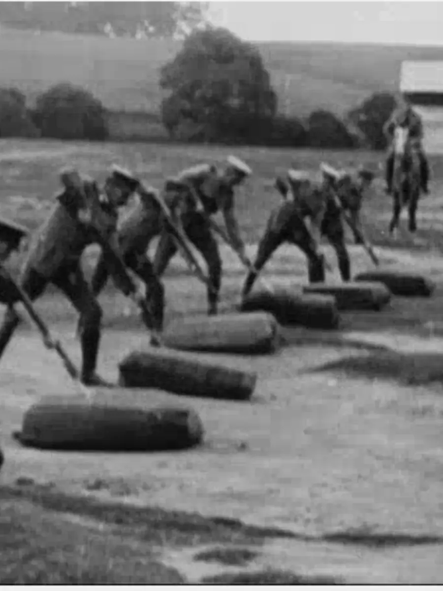 Film still of bayonet training in Australia Prepared