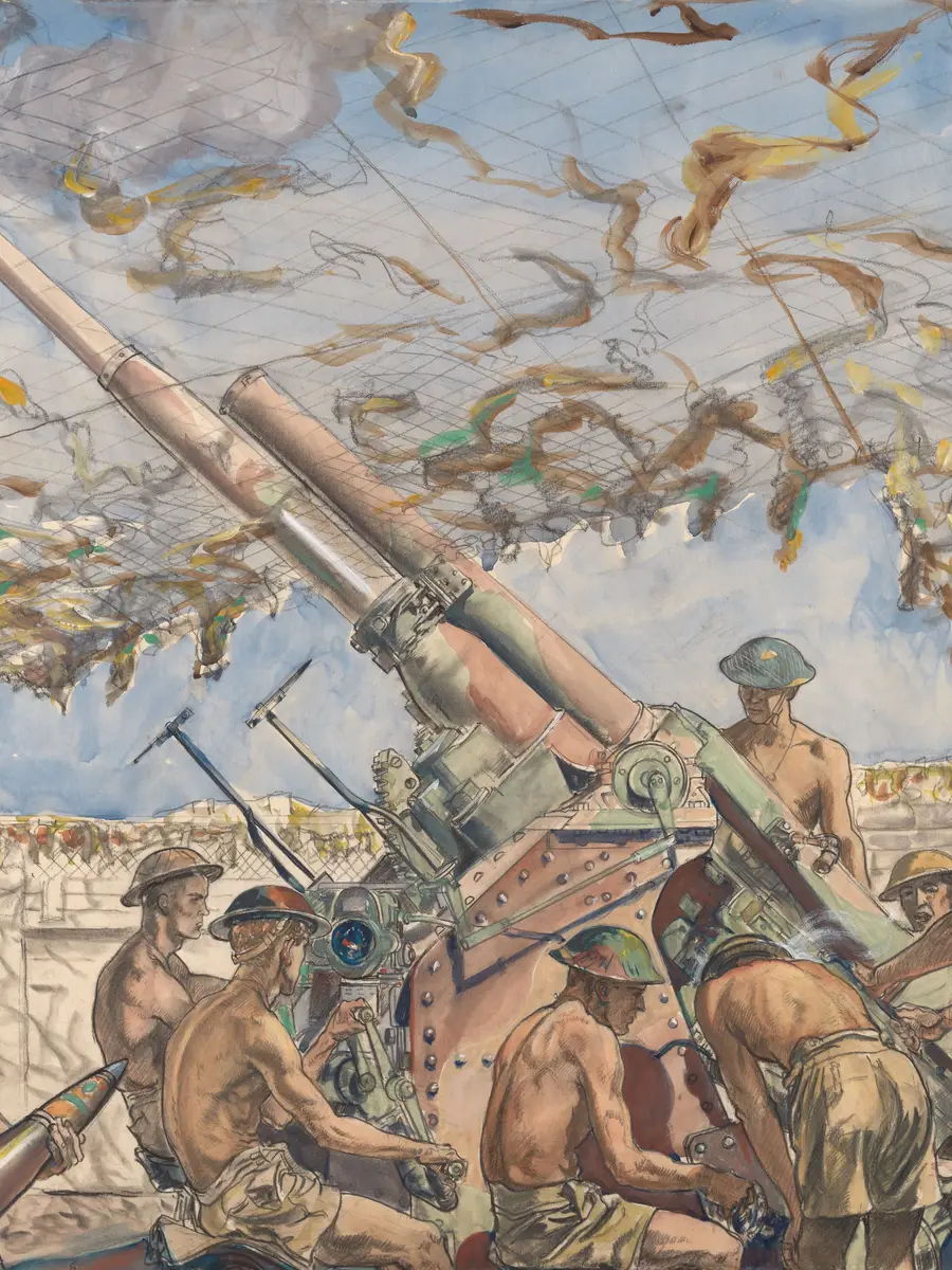 Roy Hodgkinson, 14 Australian Anti-aircraft Battery (Militia) Fixed Defences, Darwin (1942) AWM ART22719 
