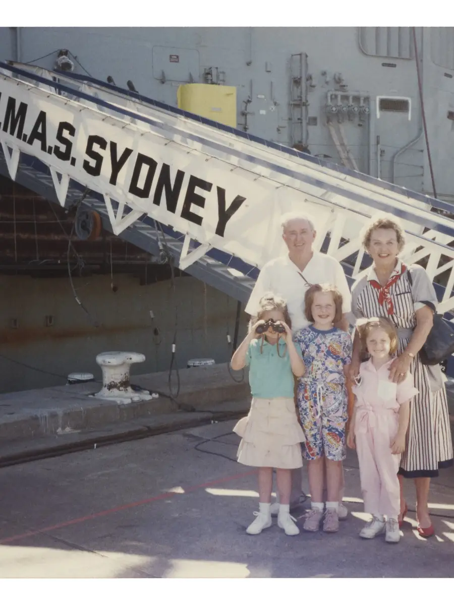 Holly with her paternal grandparents and sisters during the Bicentennial Naval Review, January 1988.
