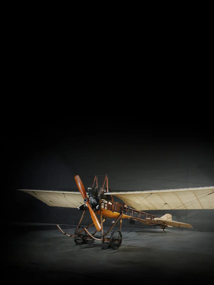 Deperdussin taxi-type single seat training monoplane with 35hp Anzani Y-type three cylinder engine radial. Its serial number is CFS.5. The fabric has been replaced but most other parts are original.RELAWM12614_2