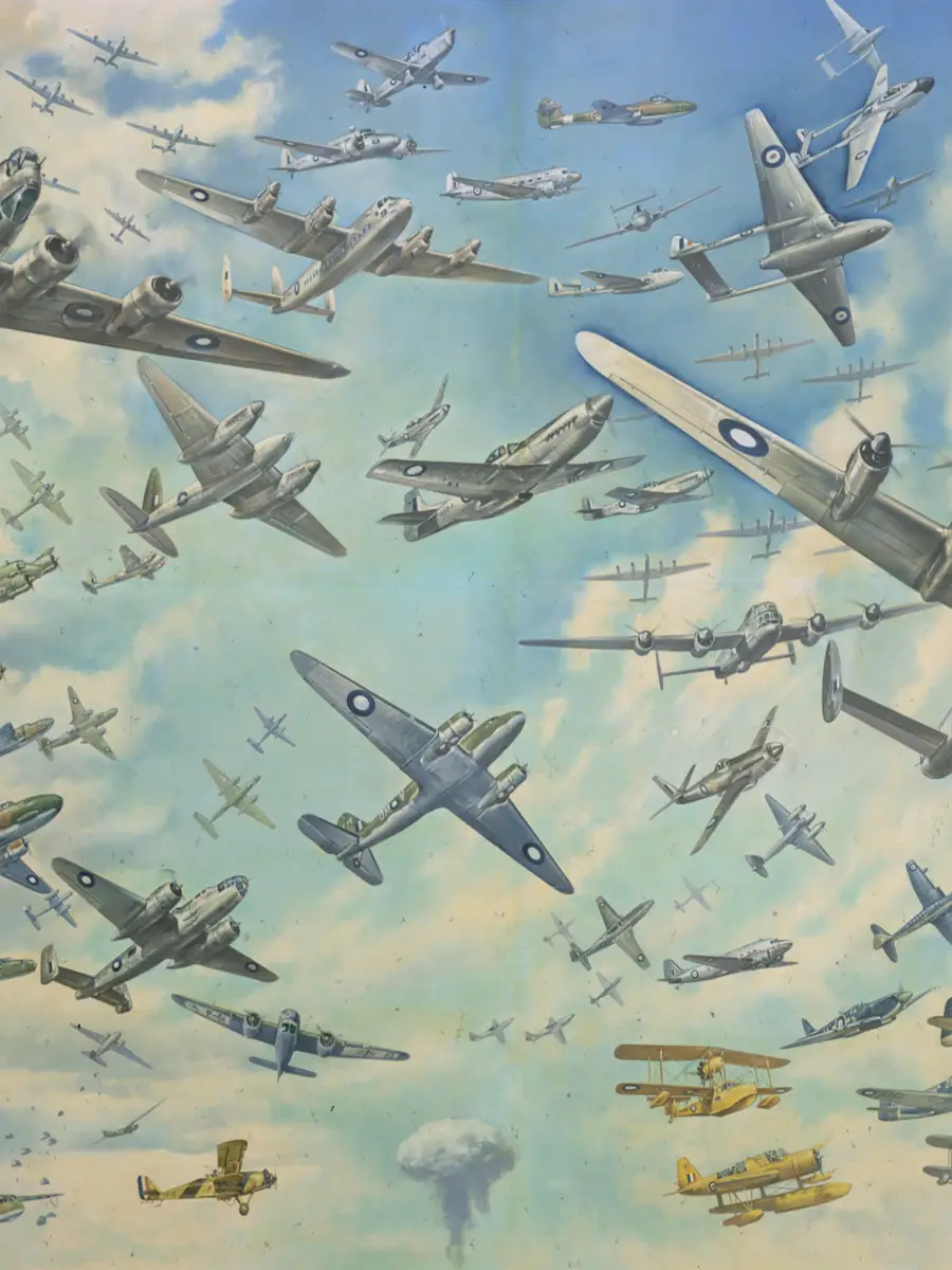 Mural of Australian military aircraft, late 1939-1945 period