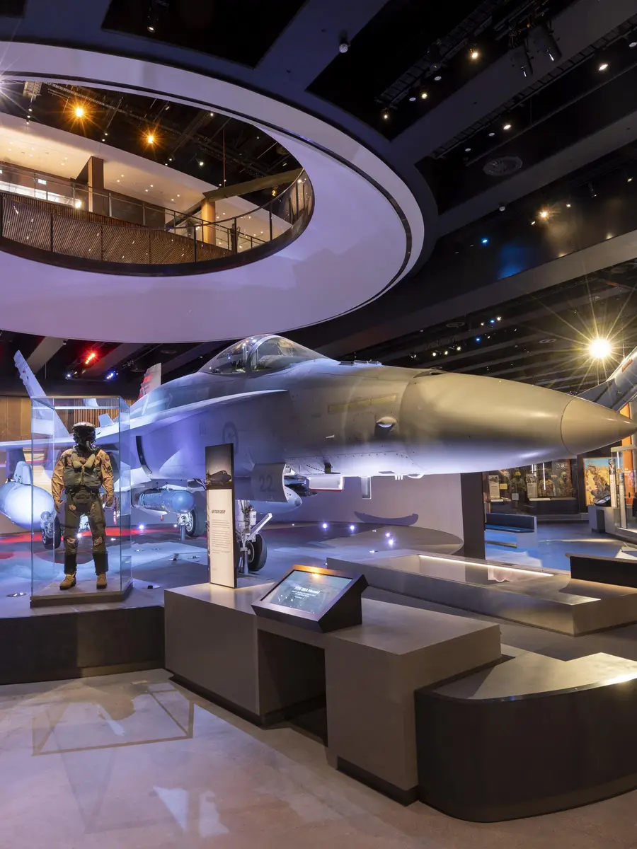 Photo of Anzac Hall including F/A-18 Hornet