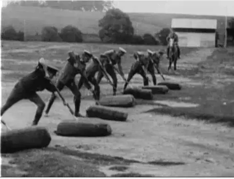 Film still of bayonet training in Australia Prepared