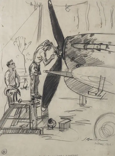 John Baird, Mechanics working on a fighter plane, 1943