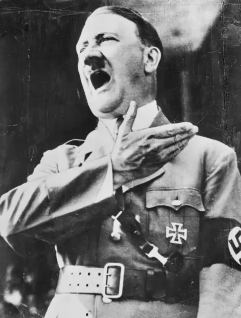Hitler gives a speech in Germany, July 1940.